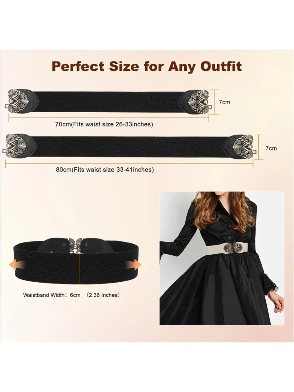 Vintage Wide Waist Belts for Women - 4 Pack Elastic Cinch Belts with Retro